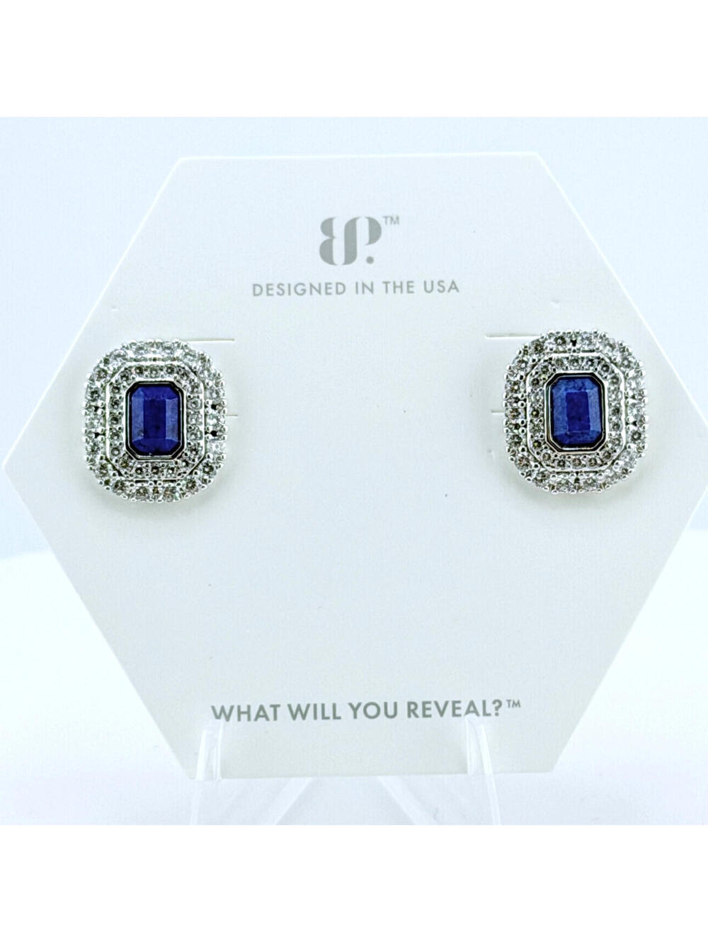 Bomb Party Stud Earrings “After The Storm” Genuine Lapis on Rhodium